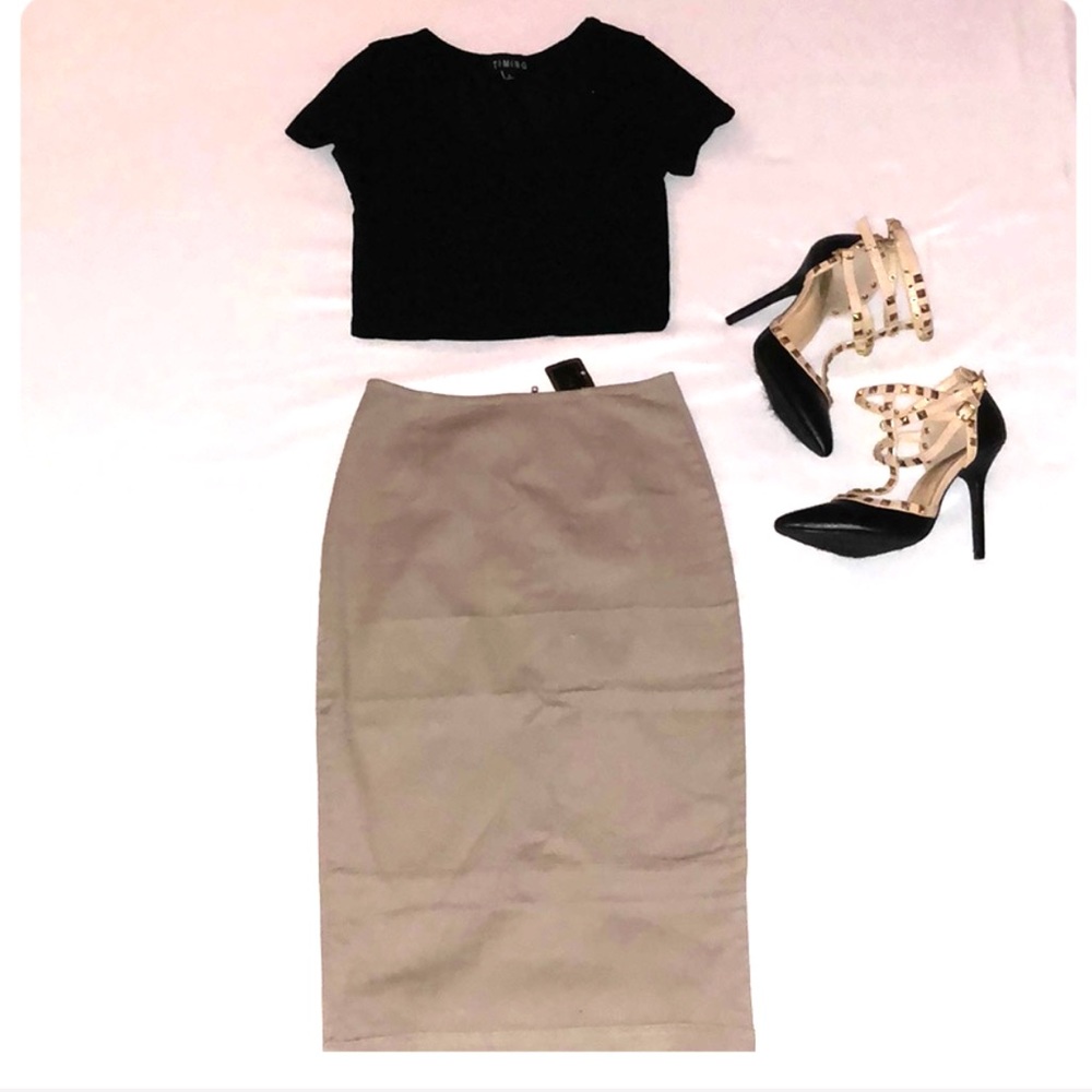 SOLD- High waisted pencil skirt with crop top